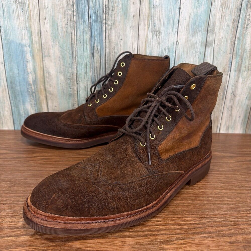 Oliver Sweeney Nelson Mens UK 11 US 12 Boots Brown Waxed Suede Wingtip Brogue